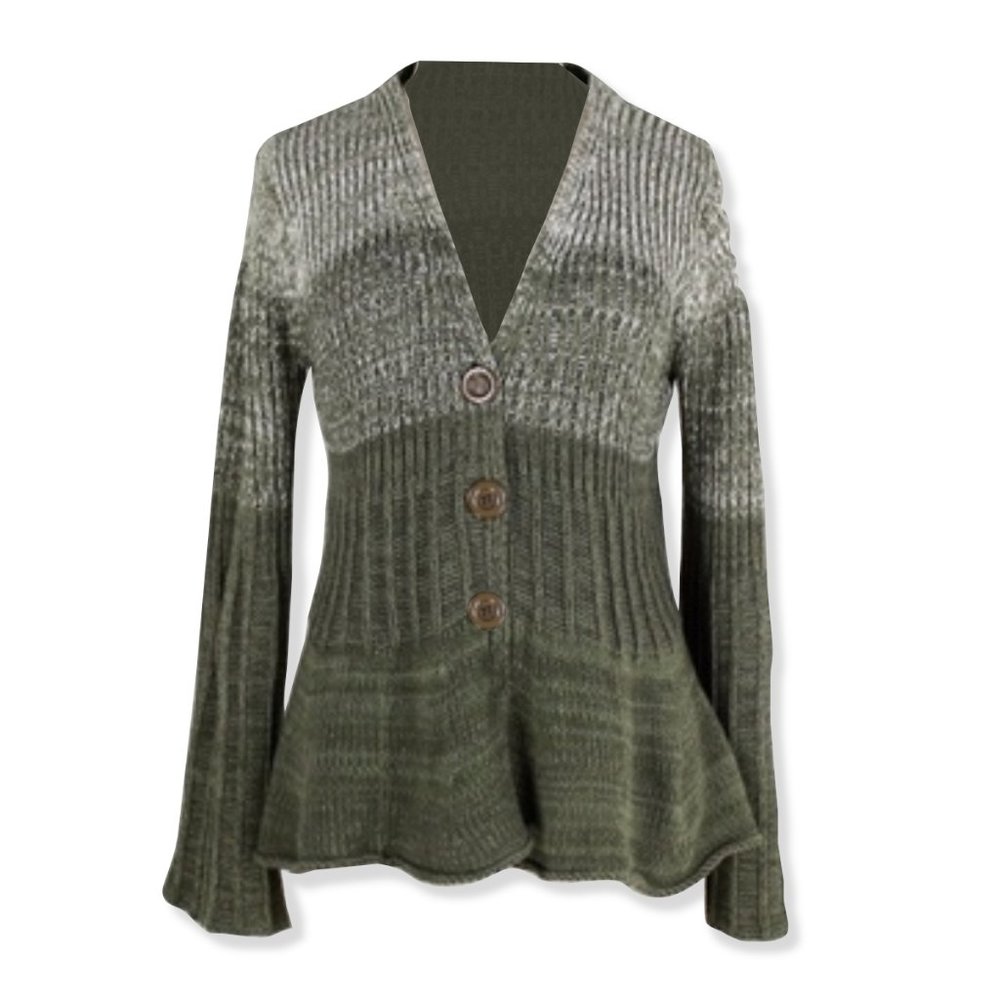 BCBGMAXAZRIA Green Chunky Knit Cardigan Sweater